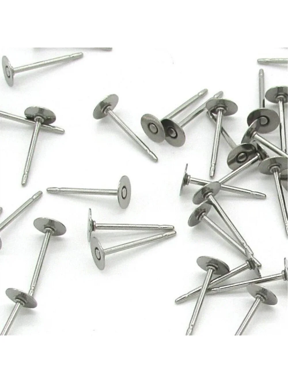 Surgical Stainless Steel 4mm Flat Pad Stud Earring Findings 10 pcs